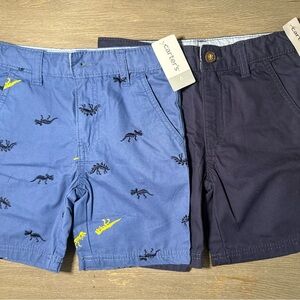 Carter's Kids Embroidered Dinosaur Shorts and solid navy blue shorts boys size 6